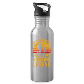 Retired lawyer hunting legend - Water bottle with straw - silver - Right