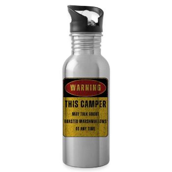 Outdoor Camping Adventure Nature. Funny sayings - Water bottle with straw - silver - Right