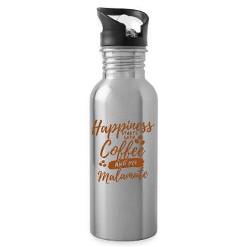 Coffee Malamute lover - Water bottle with straw - silver - Right