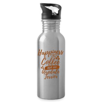 Kaffee Airedale-Terrier-Liebhaber - Trinkflasche mit integriertem Trinkhalm - Lightsilver - Rechts