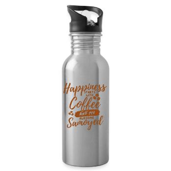 Coffee Samoyed lover - Water bottle with straw - silver - Right