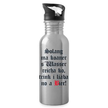 Solange mir keiner das Wasser reichen kann Bier - Trinkflasche mit integriertem Trinkhalm - Lightsilver - Rechts