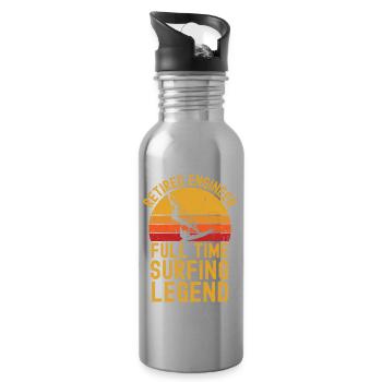 Retired engineer windsurfing legend - Water bottle with straw - silver - Right
