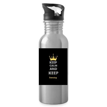 Restez calme et continuez à apprendre T-shirt - Gourde avec paille intégrée - argent clair - Droite
