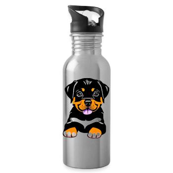 Chiot Rottweiler Chien Chiens Rottweiler Chiot - Gourde avec paille intégrée - argent clair - Droite