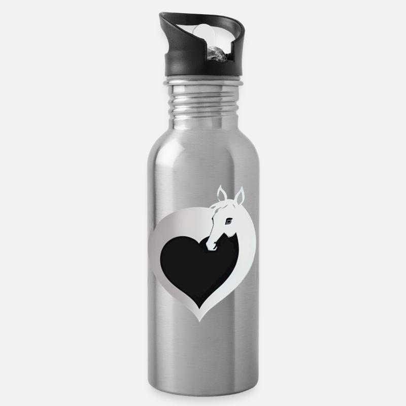 L’amour du cheval - Gourde avec paille intégrée - argent clair