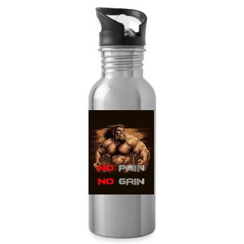 Ohne Arbeit gibt es kein "Ohne Fleiß kein Preis" - Trinkflasche mit integriertem Trinkhalm - Lightsilver - Rechts
