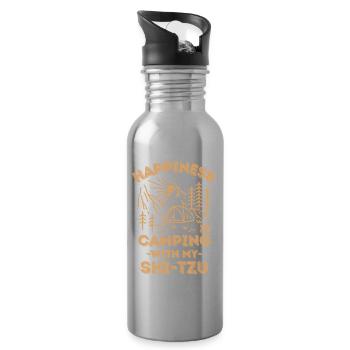 Camping mit Shih-Tzu - Trinkflasche mit integriertem Trinkhalm - Lightsilver - Rechts