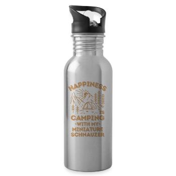 Camping mit Zwergschnauzer - Trinkflasche mit integriertem Trinkhalm - Lightsilver - Rechts