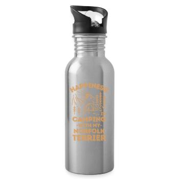 Camping with norfolk-terrier - Water bottle with straw - silver - Right