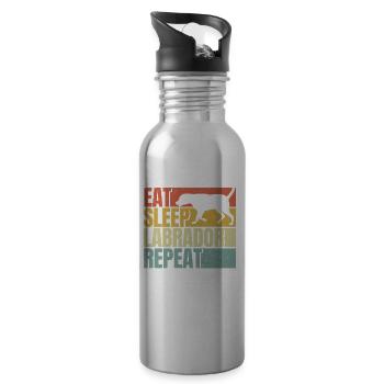 Essen Schlafen Labrador wiederholen - Trinkflasche mit integriertem Trinkhalm - Lightsilver - Rechts