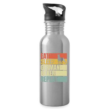 Essen schlafen Deutsch-Boxer Wiederholung - Trinkflasche mit integriertem Trinkhalm - Lightsilver - Rechts
