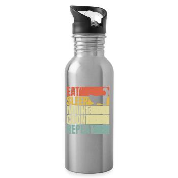 Essen schlafen Maine-Coon wiederholen - Trinkflasche mit integriertem Trinkhalm - Lightsilver - Rechts