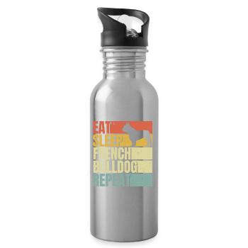 Eat sleep French-bulldog repeat - Water bottle with straw - silver - Right
