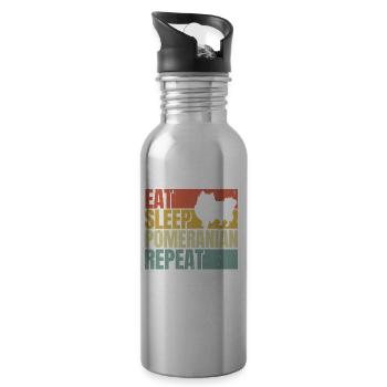 Zwergspitz Retro - Trinkflasche mit integriertem Trinkhalm - Lightsilver - Rechts