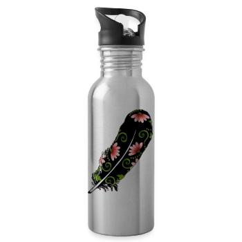 Feather - Water bottle with straw - silver - Right