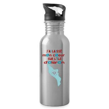 J'ai laissé mon cœur à l'île d'Oléron 2 - Gourde avec paille intégrée - argent clair - Droite