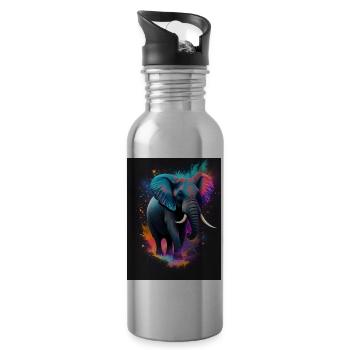 Elephant Galaxy - Water bottle with straw - silver - Right