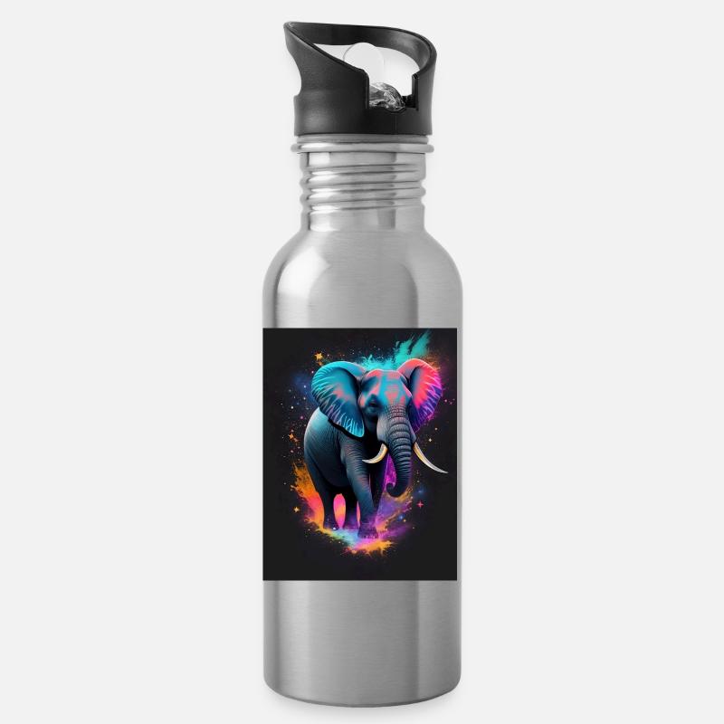 Elephant Galaxy - Trinkflasche mit integriertem Trinkhalm - Lightsilver