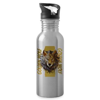 Wolf Wolf’s Head Gold Nature Wilderness Adventure Art - Gourde avec paille intégrée - argent clair - Droite