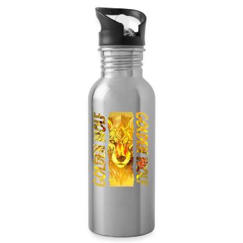 Wolf Wolf’s Head Gold Nature Wilderness Adventure Art - Gourde avec paille intégrée - argent clair - Droite