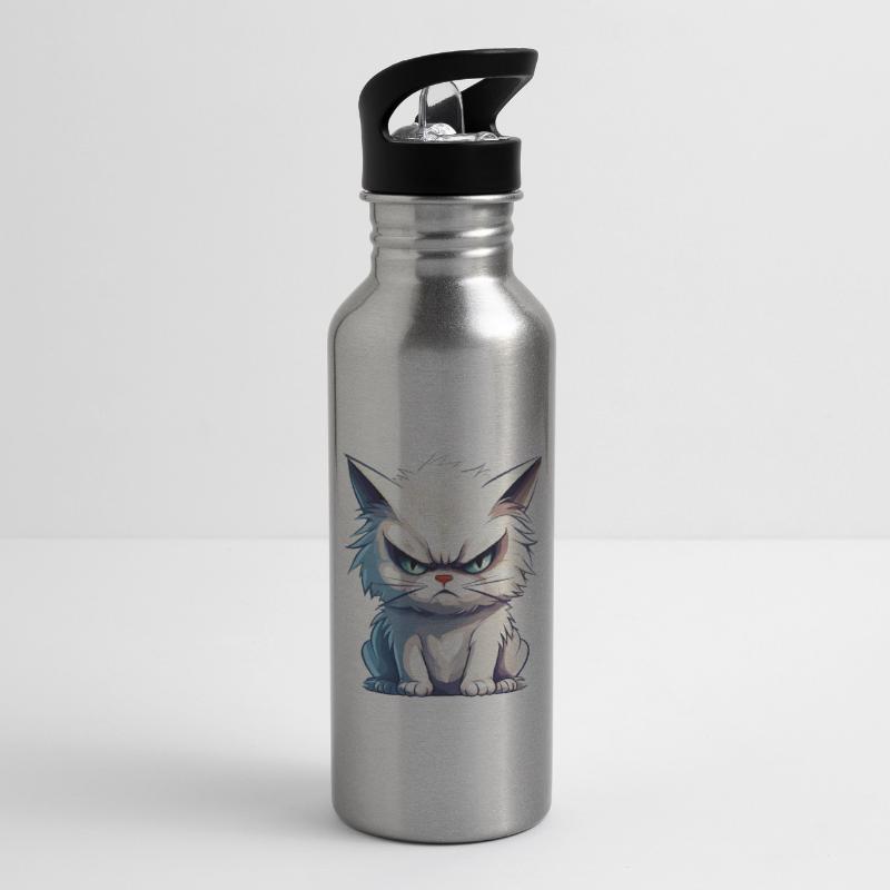 cat grumpy grumpy grumpy meow funny Water bottle with straw