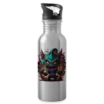 Graffiti Monster - Trinkflasche mit integriertem Trinkhalm - Lightsilver - Rechts