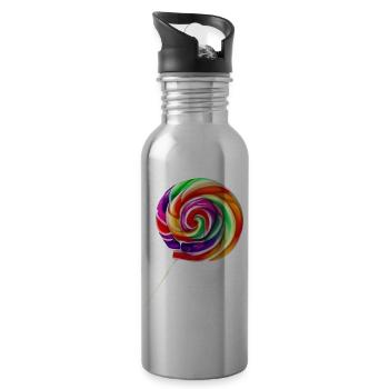 Magnifique Sucette en Spirale Arc-En-Ciel - Gourde avec paille intégrée - argent clair - Droite