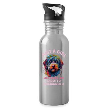 Lagotto Romagnolo Liebhaber - Trinkflasche mit integriertem Trinkhalm - Lightsilver - Rechts