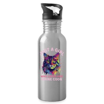 Maine Coon Liebhaber Bunte Maine Coon Katze - Trinkflasche mit integriertem Trinkhalm - Lightsilver - Rechts