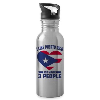 Puerto Rico | Puerto Ricaner Flagge Geschenkideen - Trinkflasche mit integriertem Trinkhalm - Lightsilver - Rechts