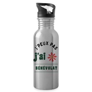 J'peux pas, j'ai bénévolat - Gourde avec paille intégrée - argent clair - Droite