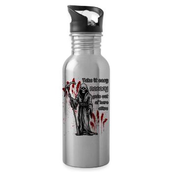 Nimm es leicht, hier kommt keiner lebend raus. - Trinkflasche mit integriertem Trinkhalm - Lightsilver - Rechts