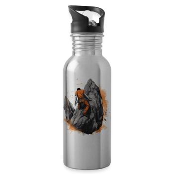 Climbing mountaineer with orange outfit - Water bottle with straw - silver - Right