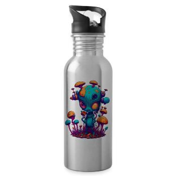 Trippy Alien 05 - Trinkflasche mit integriertem Trinkhalm - Lightsilver - Rechts