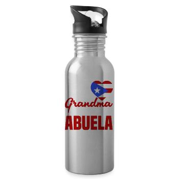 Puerto Rico Flagge | Puerto Ricaner Geschenkideen - Trinkflasche mit integriertem Trinkhalm - Lightsilver - Rechts