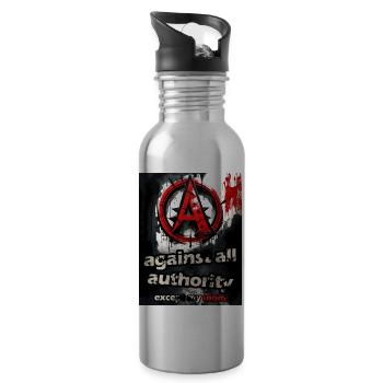 gegen jede Autorität außer meiner Mutter - Trinkflasche mit integriertem Trinkhalm - Lightsilver - Rechts