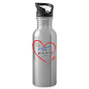 any man can be a father but you - Water bottle with straw - silver - Right
