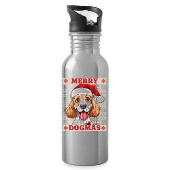 Chien Noël laid joyeux dogmes père Noël chapeau - Gourde avec paille intégrée - argent clair - Droite