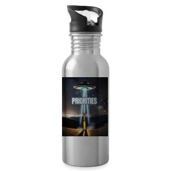 alien entführung bier wortspiel ich will beerlieve - Trinkflasche mit integriertem Trinkhalm - Lightsilver - Rechts