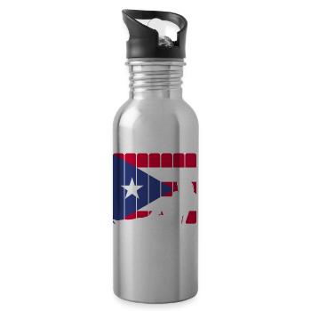 Puerto Rico | Puerto Ricaner Flagge Geschenkideen - Trinkflasche mit integriertem Trinkhalm - Lightsilver - Rechts