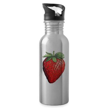 Fraise simple - Gourde avec paille intégrée - argent clair - Droite