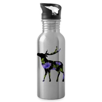 Hirsch - Trinkflasche mit integriertem Trinkhalm - Lightsilver - Rechts