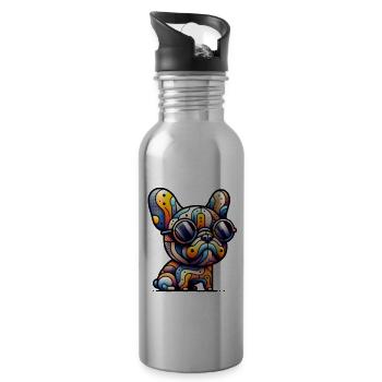 Frenchie Summer - Trinkflasche mit integriertem Trinkhalm - Lightsilver - Rechts
