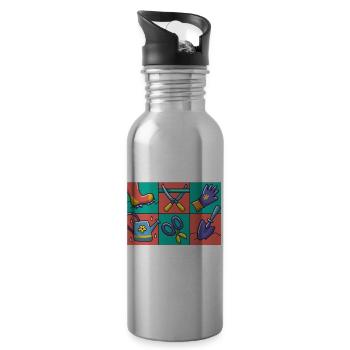 Landschaftsbau Landschaftsgärtner Gärtner Geschenk - Trinkflasche mit integriertem Trinkhalm - Lightsilver - Rechts