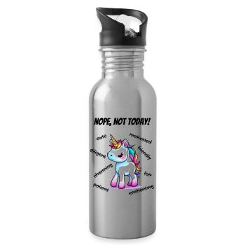 Nope not today - unicorn (black) - Water bottle with straw - silver - Right