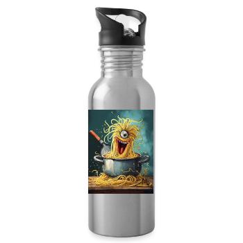 Monstre spaghetti - Gourde avec paille intégrée - argent clair - Droite