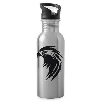 Eagle Bird of Prey Head - Water bottle with straw - silver - Right