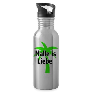 Malle ist Liebe Palme - Trinkflasche mit integriertem Trinkhalm - Lightsilver - Rechts