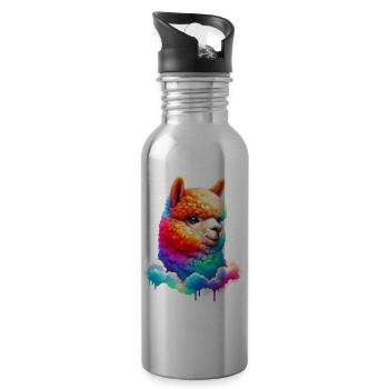 Alpaka - Trinkflasche mit integriertem Trinkhalm - Lightsilver - Rechts